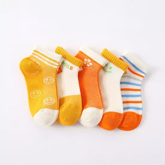 Children&prime;s Cotton Socks Boys Girls Smiling Face Trendy Medium Tube Socks Candy Color Baby Socks