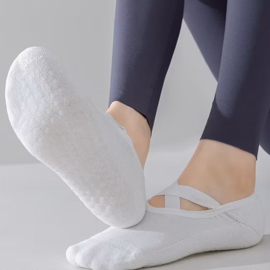 Calzini da yoga per pilates da donna, impugnature antiscivolo, taglio basso, anti caviglia